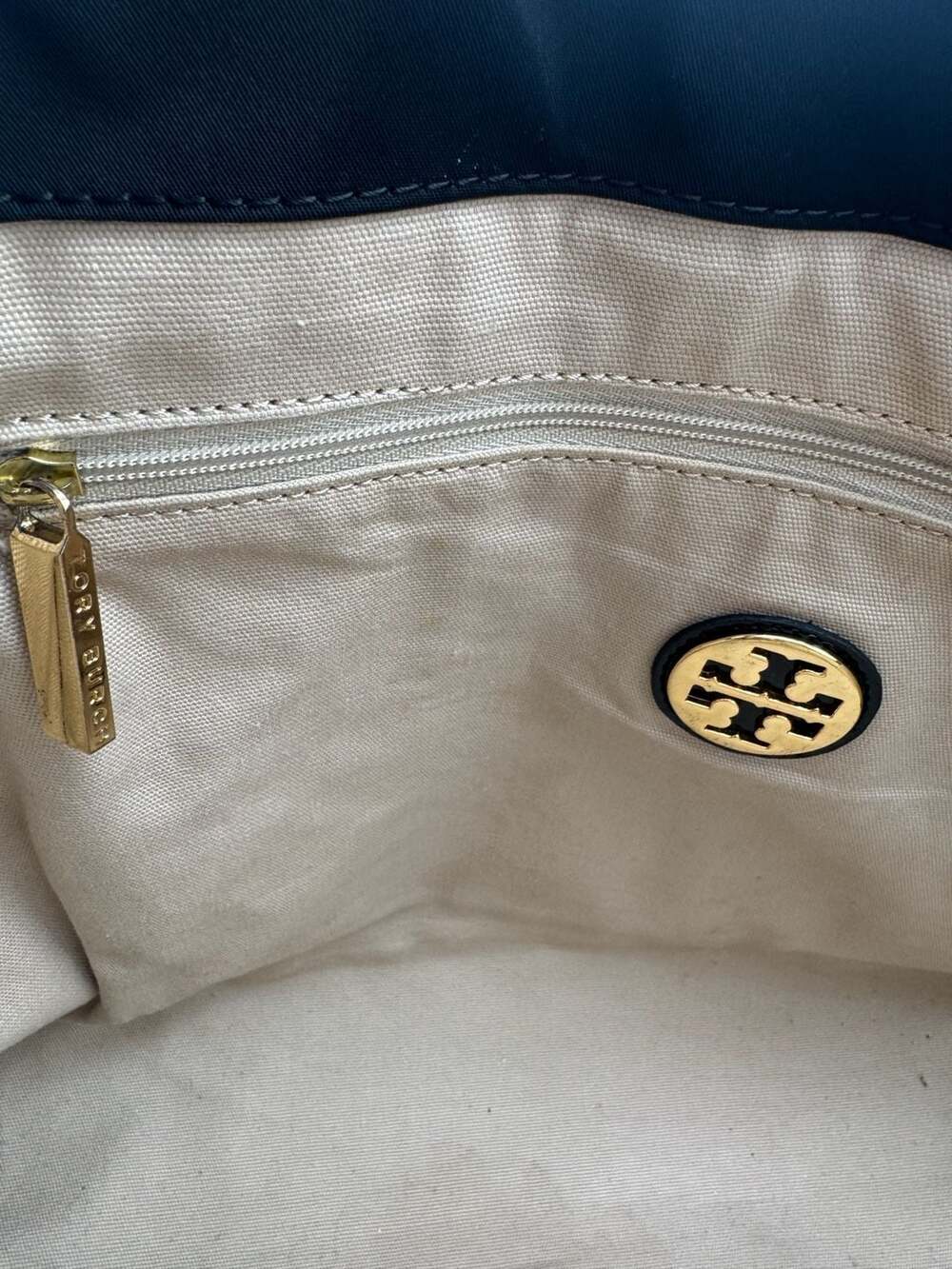 Tory Burch Ella Large Black Nylon Patent Trim Tote Bag - Picture 8 of 10